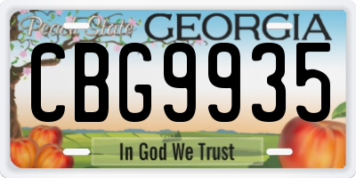 GA license plate CBG9935