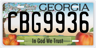 GA license plate CBG9936