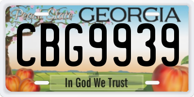 GA license plate CBG9939