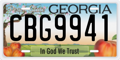 GA license plate CBG9941