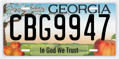 GA license plate CBG9947