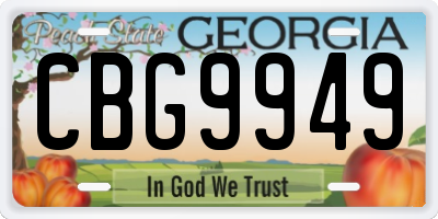 GA license plate CBG9949