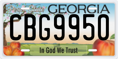 GA license plate CBG9950