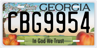 GA license plate CBG9954