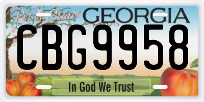 GA license plate CBG9958