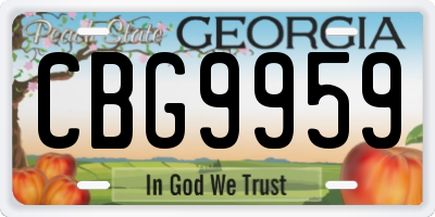 GA license plate CBG9959