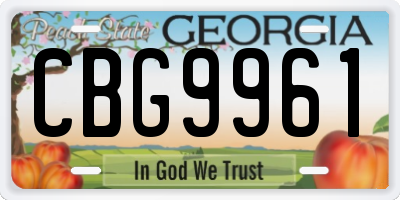 GA license plate CBG9961