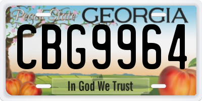 GA license plate CBG9964