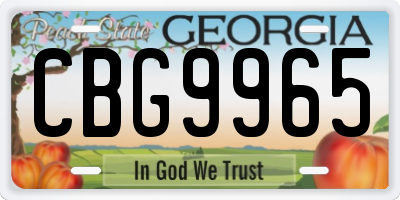 GA license plate CBG9965