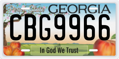 GA license plate CBG9966