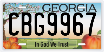 GA license plate CBG9967