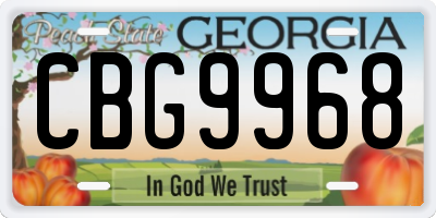 GA license plate CBG9968