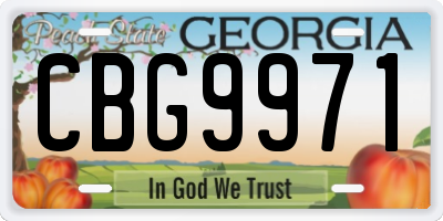 GA license plate CBG9971