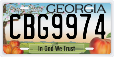 GA license plate CBG9974