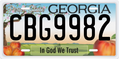 GA license plate CBG9982