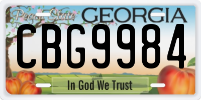 GA license plate CBG9984