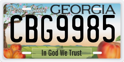 GA license plate CBG9985