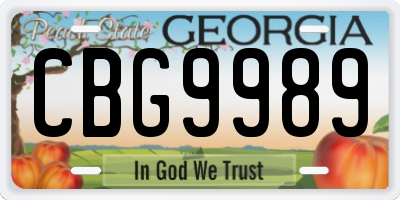 GA license plate CBG9989