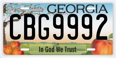 GA license plate CBG9992