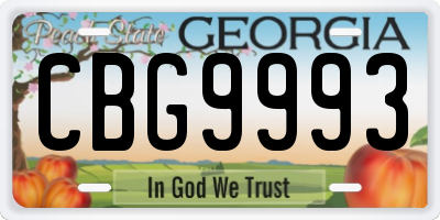 GA license plate CBG9993