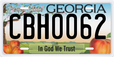 GA license plate CBH0062
