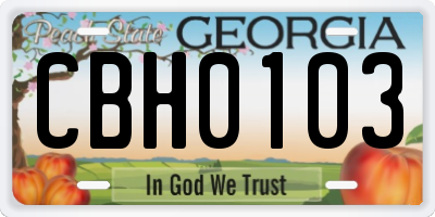 GA license plate CBH0103