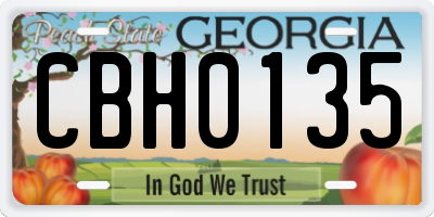 GA license plate CBH0135