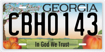 GA license plate CBH0143