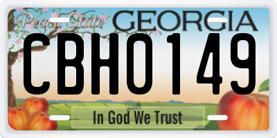 GA license plate CBH0149