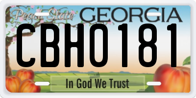 GA license plate CBH0181