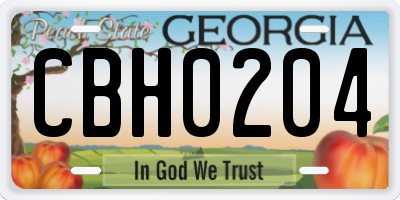 GA license plate CBH0204
