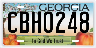 GA license plate CBH0248