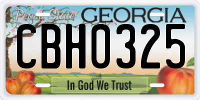 GA license plate CBH0325