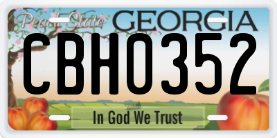 GA license plate CBH0352