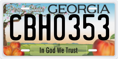 GA license plate CBH0353