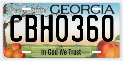 GA license plate CBH0360