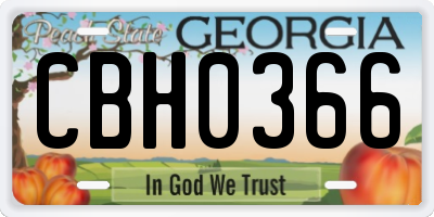 GA license plate CBH0366