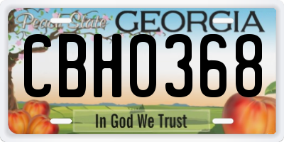 GA license plate CBH0368