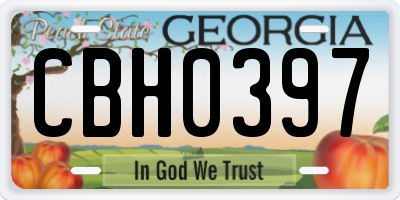 GA license plate CBH0397