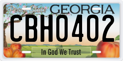 GA license plate CBH0402