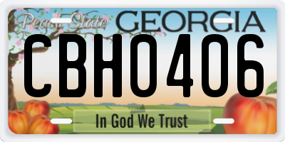 GA license plate CBH0406