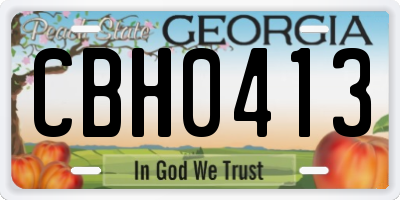GA license plate CBH0413