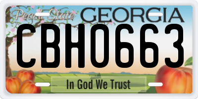 GA license plate CBH0663