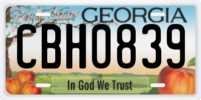 GA license plate CBH0839