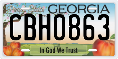 GA license plate CBH0863