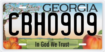 GA license plate CBH0909