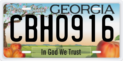 GA license plate CBH0916