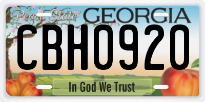 GA license plate CBH0920