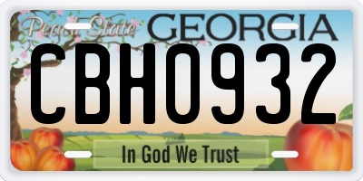 GA license plate CBH0932