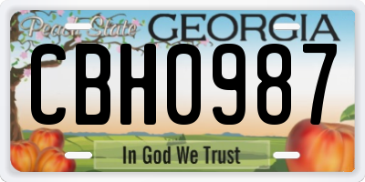GA license plate CBH0987
